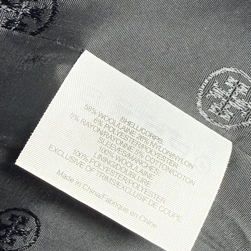 Tory Burch Tweed Fringe Jacket Size 8 Cropped Black Lined Boucle Wool‎ Blend